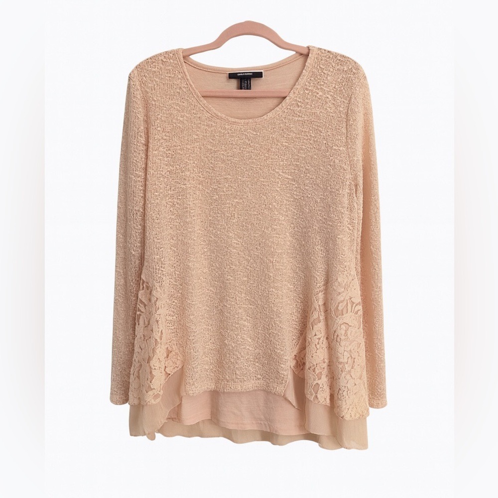 Style & Co Pale Pink Crochet Mixed-Media Sweater & Tank Set – NWOT – Size Large